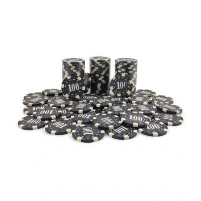NHR 11.5 GMS Facinating Round Poker Chips for Poker Game| 5 Black Color Ceramic Chips (100 Points Chips)