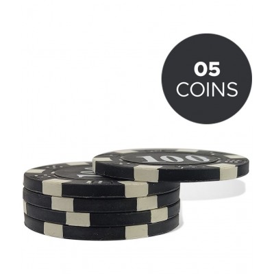 NHR 11.5 GMS Facinating Round Poker Chips for Poker Game| 5 Black Color Ceramic Chips (100 Points Chips)