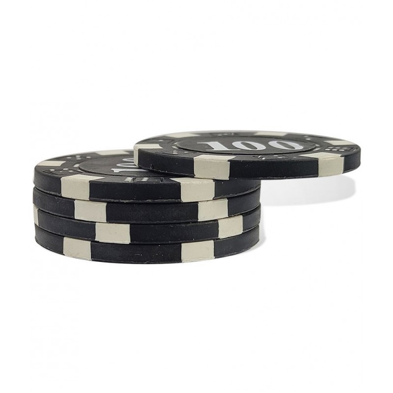 NHR 11.5 GMS Facinating Round Poker Chips for Poker Game| 5 Black Color Ceramic Chips (100 Points Chips)