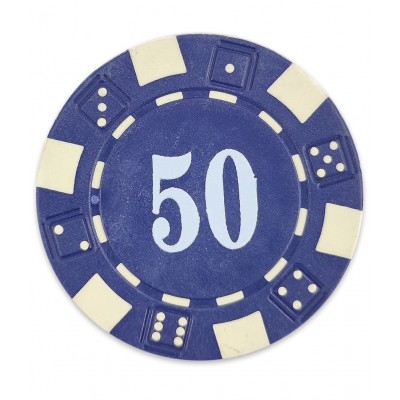 NHR 11.5 GMS Facinating Round Poker Chips for Poker Game| 5 Blue Color Ceramic Chips (50 Points Chips)