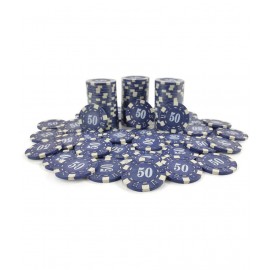 NHR 11.5 GMS Facinating Round Poker Chips for Poker Game| 5 Blue Color Ceramic Chips (50 Points Chips)