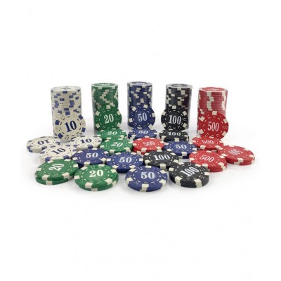 NHR 11.5 GMS Facinating Round Poker Chips for Poker Game|150 Multicolor Ceramic Chips (10,20,50,100,500 Points Chips)