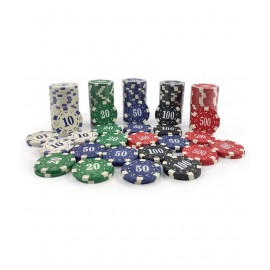 NHR 11.5 GMS Facinating Round Poker Chips for Poker Game|300 Multicolor Ceramic Chips (10,20,50,100,500 Points Chips)