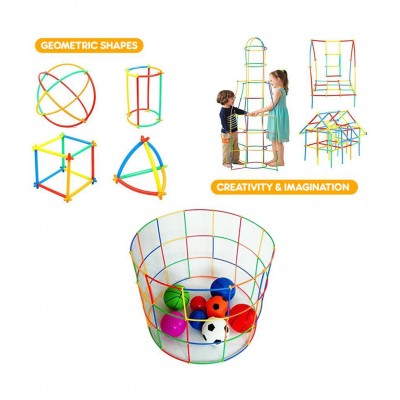 NHR 180 Pieces DIY Colorful Pipe Straw Stick Building Block Educational Assembly Toy for Kids (3+ Years)