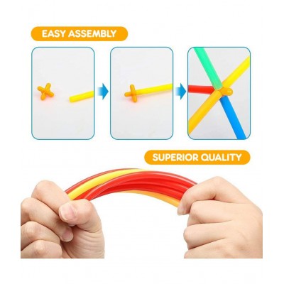 NHR 180 Pieces DIY Colorful Pipe Straw Stick Building Block Educational Assembly Toy for Kids (3+ Years)