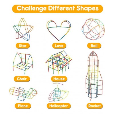 NHR 180 Pieces DIY Colorful Pipe Straw Stick Building Block Educational Assembly Toy for Kids (3+ Years)