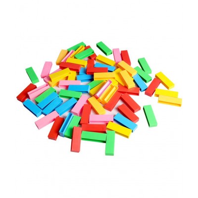 NHR 54 Plastic pcs and 1 Wooden Dice, Plastic Dominos Set,, Safe, 6 Multi-Colour, Learning Toy, Hand-Eye Coordination, 3+ Years Kids