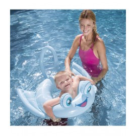 NHR 86 x 69 cm , Fish Animal Shaped Swim Ring for Kids , Easy to Inflatable and deflatable , Easy to Store (Blue)