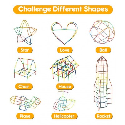 NHR 90 Pieces DIY Colorful Pipe Straw Stick Building Block Educational Assembly Toy for Kids (3+ Years)
