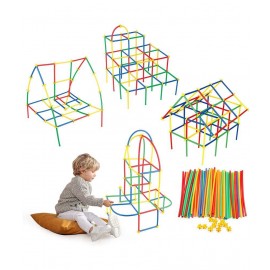 NHR 90 Pieces DIY Colorful Pipe Straw Stick Building Block Educational Assembly Toy for Kids (3+ Years)