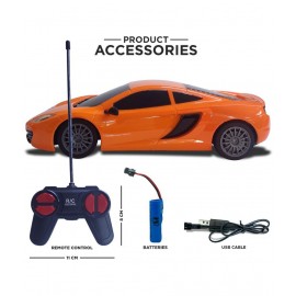 NHR Chargeable 3D Remote Control Lighting Famous Car for 3+ Years Kids (Orange)