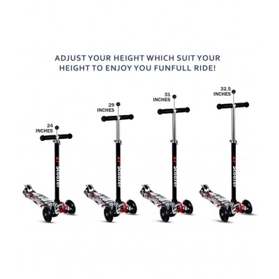 NHR Colorful Graffiti Scooty, 3 Wheel Scooter for Kids, Babies, Toddlers with Adjustable Height, LED Lights n Brake Scooter for Kids 3 to 10 Years (Multicolor)