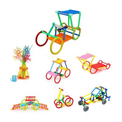NHR DIY Brick & Stick Block Perfectly Made, Delicate Design, Vibrant Colours, Educational, Suitable for Kids (3+Years, 225+ Pieces)