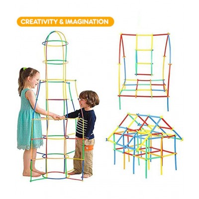 NHR DIY Pipe Straw & Bullet Block Perfectly Made, Delicate Design, Vibrant Colours, Educational, Suitable for Kids (3+Years, 240 Pieces)