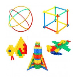 NHR DIY Pipe Straw & Bullet Block Perfectly Made, Delicate Design, Vibrant Colours, Educational, Suitable for Kids (3+Years, 240 Pieces)