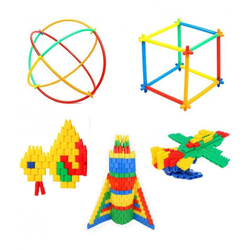 NHR DIY Pipe Straw & Bullet Block Perfectly Made, Delicate Design, Vibrant Colours, Educational, Suitable for Kids (3+Years, 240 Pieces)