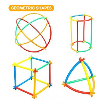 NHR DIY Pipe Straw & Stick Block Perfectly Made, Delicate Design, Vibrant Colours, Educational, Suitable for Kids (3+Years, 228+ Pieces)