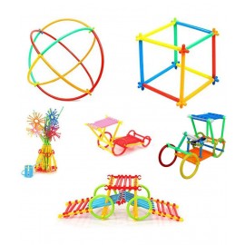 NHR DIY Pipe Straw & Stick Block Perfectly Made, Delicate Design, Vibrant Colours, Educational, Suitable for Kids (3+Years, 228+ Pieces)