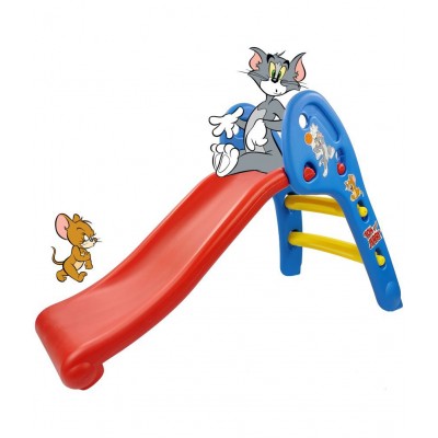 NHR Garden Slide for Kids - Foldable Slider with Tom & jerry Carton Sticker- Perfect, Toys for Home, Indoor or Outdoor (1 to 5 Years, Blue)