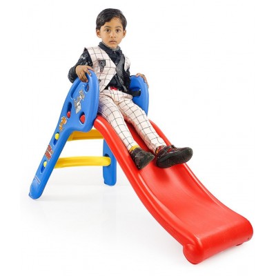 NHR Garden Slide for Kids - Foldable Slider with Tom & jerry Carton Sticker- Perfect, Toys for Home, Indoor or Outdoor (1 to 5 Years, Blue)
