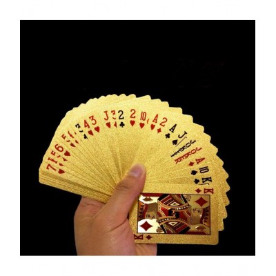 NHR Gold Plated Poker Playing Cards, Classic PVC Poker Table Cards,(Gold, 216 Cards, Set of 4)