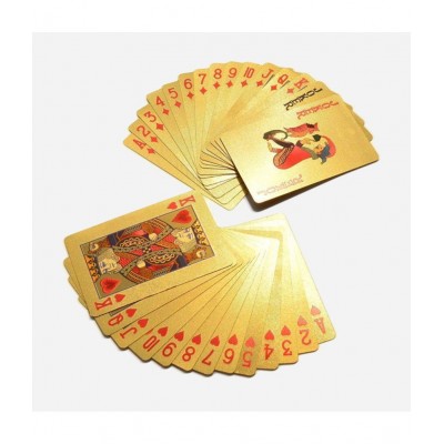 NHR Gold Plated Poker Playing Cards, Classic PVC Poker Table Cards,(Gold, 216 Cards, Set of 4)