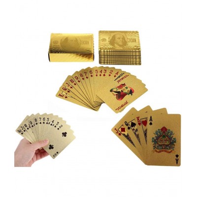 NHR Gold Plated Poker Playing Cards, Classic PVC Poker Table Cards,(Gold, 216 Cards, Set of 4)