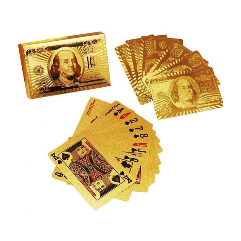 NHR Gold Plated Poker Playing Cards, Classic PVC Poker Table Cards,(Gold, 54 Cards)