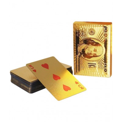 NHR Gold Plated Poker Playing Cards, Classic PVC Poker Table Cards,(Gold, 54 Cards)