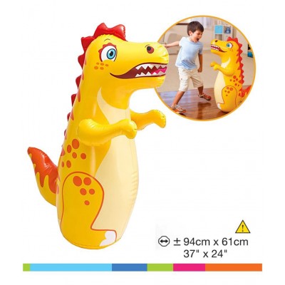 NHR Hit Me Inflated Toy for Kids Inflatable Dynosaur Toy Water Filled Base BOP for Toddlers PVC Punching Bag with Manual Air Pump for Kids (Yellow)