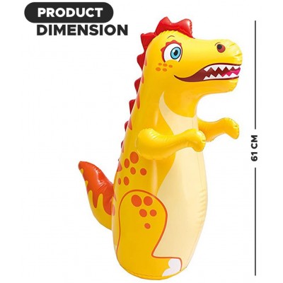 NHR Hit Me Inflated Toy for Kids Inflatable Dynosaur Toy Water Filled Base BOP for Toddlers PVC Punching Bag with Manual Air Pump for Kids (Yellow)