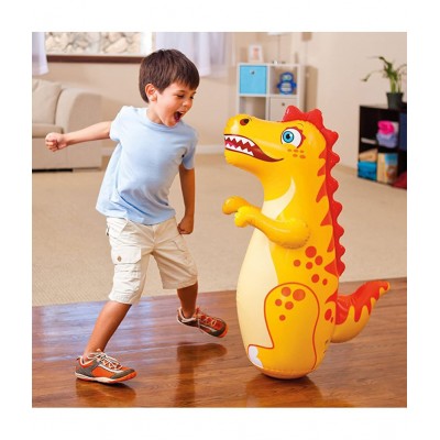 NHR Hit Me Inflated Toy for Kids Inflatable Dynosaur Toy Water Filled Base BOP for Toddlers PVC Punching Bag with Manual Air Pump for Kids (Yellow)