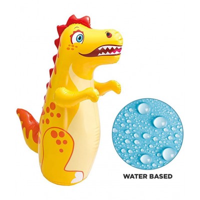 NHR Hit Me Inflated Toy for Kids Inflatable Dynosaur Toy Water Filled Base BOP for Toddlers PVC Punching Bag with Manual Air Pump for Kids (Yellow)