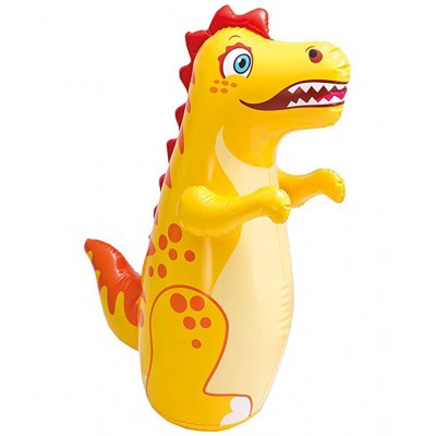 NHR Hit Me Inflated Toy for Kids Inflatable Dynosaur Toy Water Filled Base BOP for Toddlers PVC Punching Bag with Manual Air Pump for Kids (Yellow)