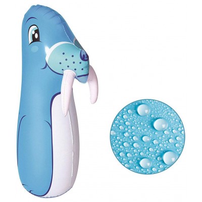 NHR Hit Me Inflated Toy for Kids Inflatable Walrus Toy Sand Filled Base BOP for Toddlers PVC Punching Bag for Kids (Blue)