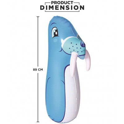 NHR Hit Me Inflated Toy for Kids Inflatable Walrus Toy Sand Filled Base BOP for Toddlers PVC Punching Bag for Kids (Blue)