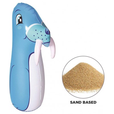 NHR Hit Me Inflated Toy for Kids Inflatable Walrus Toy Sand Filled Base BOP for Toddlers PVC Punching Bag for Kids (Blue)