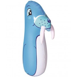 NHR Hit Me Inflated Toy for Kids Inflatable Walrus Toy Sand Filled Base BOP for Toddlers PVC Punching Bag for Kids (Blue)