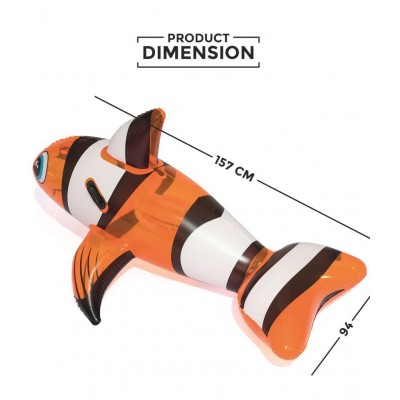 NHR Inflatable Clown Fish Ride On , Swimming Float , Inflatable Toy for Kids (Multicolor)