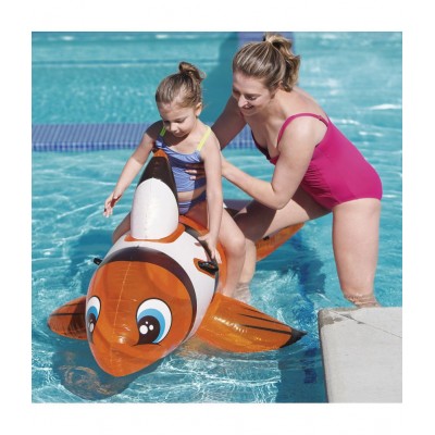 NHR Inflatable Clown Fish Ride On , Swimming Float , Inflatable Toy for Kids (Multicolor)