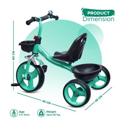 NHR Kids Super-Duper Cool Tricycle with Cute Bell and Basket (3 to 6 Years, Red)