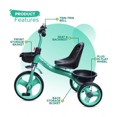 NHR Kids Super-Duper Cool Tricycle with Cute Bell and Basket (3 to 6 Years, Red)