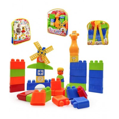 NHR Learning Blocks Cartoon Figures, with Dream Playground Packing Bag, Best Gift Toy for Kids (Set of 35 Pcs)