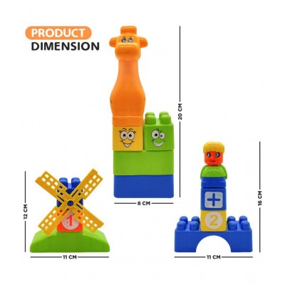 NHR Learning Blocks Cartoon Figures, with Dream Playground Packing Bag, Best Gift Toy for Kids (Set of 35 Pcs)