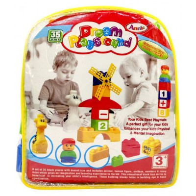NHR Learning Blocks Cartoon Figures, with Dream Playground Packing Bag, Best Gift Toy for Kids (Set of 35 Pcs)