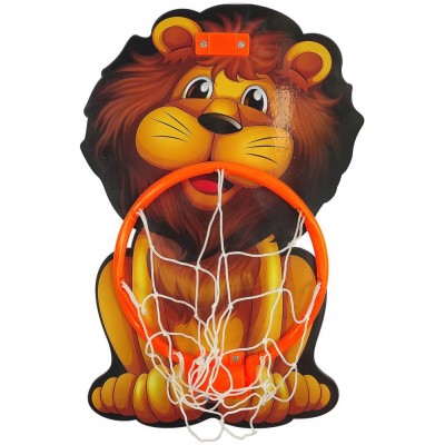 NHR Lion Basket Ball for Kids Toys for Boys and Girls Portable Set with Hanging Board, Ring Net, Ball Indoor and Outdoor Games Good for Pastime Birthday and Return Gift Set Standard