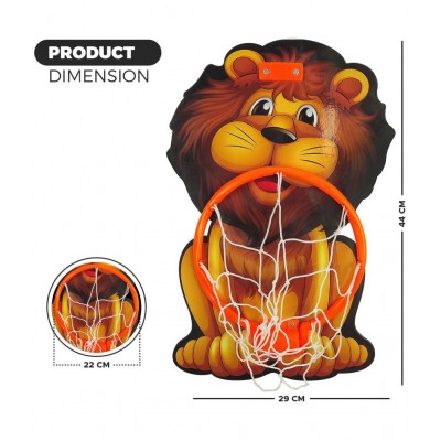 NHR Lion Basket Ball for Kids Toys for Boys and Girls Portable Set with Hanging Board, Ring Net, Ball Indoor and Outdoor Games Good for Pastime Birthday and Return Gift Set Standard