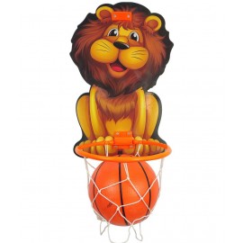 NHR Lion Basket Ball for Kids Toys for Boys and Girls Portable Set with Hanging Board, Ring Net, Ball Indoor and Outdoor Games Good for Pastime Birthday and Return Gift Set Standard