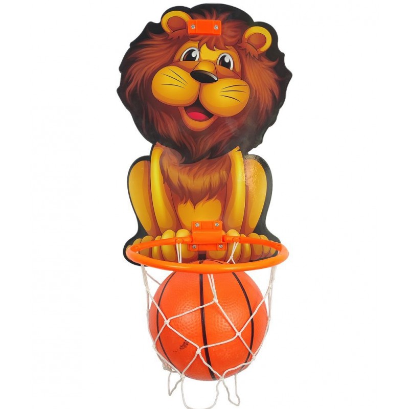 NHR Lion Basket Ball for Kids Toys for Boys and Girls Portable Set with Hanging Board, Ring Net, Ball Indoor and Outdoor Games Good for Pastime Birthday and Return Gift Set Standard