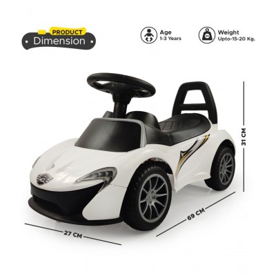 NHR MCL Rideon Musical Ride on Car with Front and Rear Colors, Steering Drive, Perfect for Kids (1 to 3 Years , White)